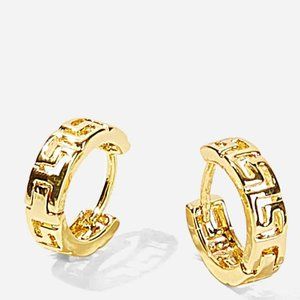 Earrings Engraved Detail Hoop 1pair Gold N…